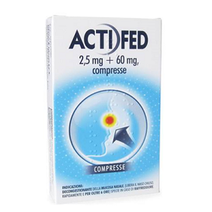  ACTIFED </BR> 12 COMPRESSE </BR>  , Farmaci da Banco, Influenza e Febbre, Prevenzione invernale, Raffreddore e Naso chiuso, 
